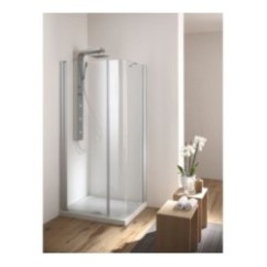 SOHO Box doccia Angolare porta battente finitura bianco 80 cm trasparente (misura 78/80-78/80 h.200)