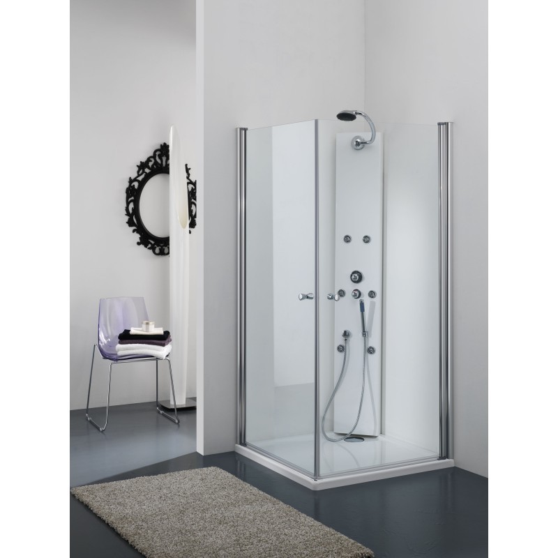 STAR Box doccia Angolare a battente finitura argento satinato 80 cm trasparente (misura 78/80-78/90 h.185)