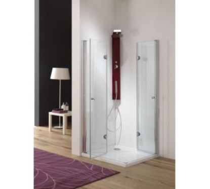 VEGA Box doccia Angolare con porte soffietto con cerniera finitura argento satinato 90 cm (misura 88/90-88/90 h.195)