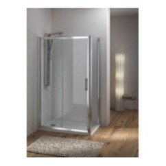 WAKO DOOR Porta 1 anta scorrevole + 1 anta fissa finitura bianco 160 cm trasparente (misura 155/160 h.195)