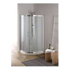 YUMI Box doccia Circolare scorrevole finitura argento satinato 80 cm serigrafato (misura 77/80-77/80 h.185 raggio 55)