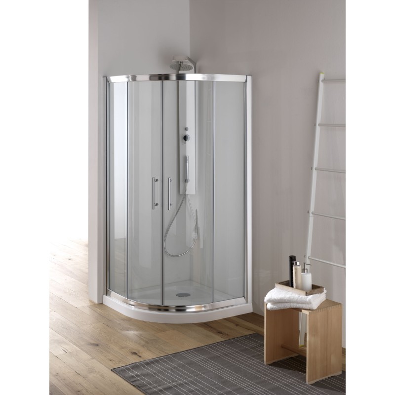 YUMI Box doccia Circolare scorrevole finitura bianco 90 cm serigrafato (misura 87/90-87/90 h.195 raggio 55)