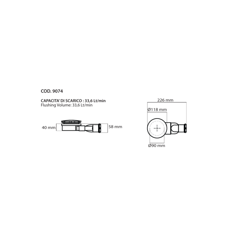 Ceramica Galassia piletta per piatto doccia FOLIA diam 90 h3 con cover in ceramica