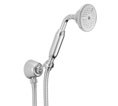 Presa acqua con supporto, flessibile e doccetta finitura cromo