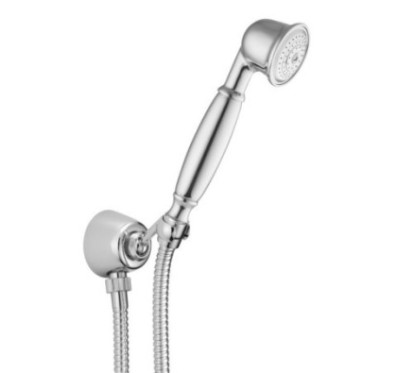 Presa acqua con supporto, flessibile e doccetta finitura cromo