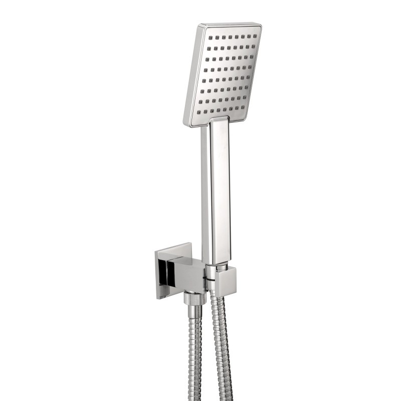 Presa acqua con supporto, flessibile e doccetta finitura cromo