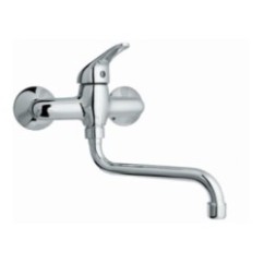 CIAO monocomando lavello a muro con canna "S" cm.18 finitura cromo