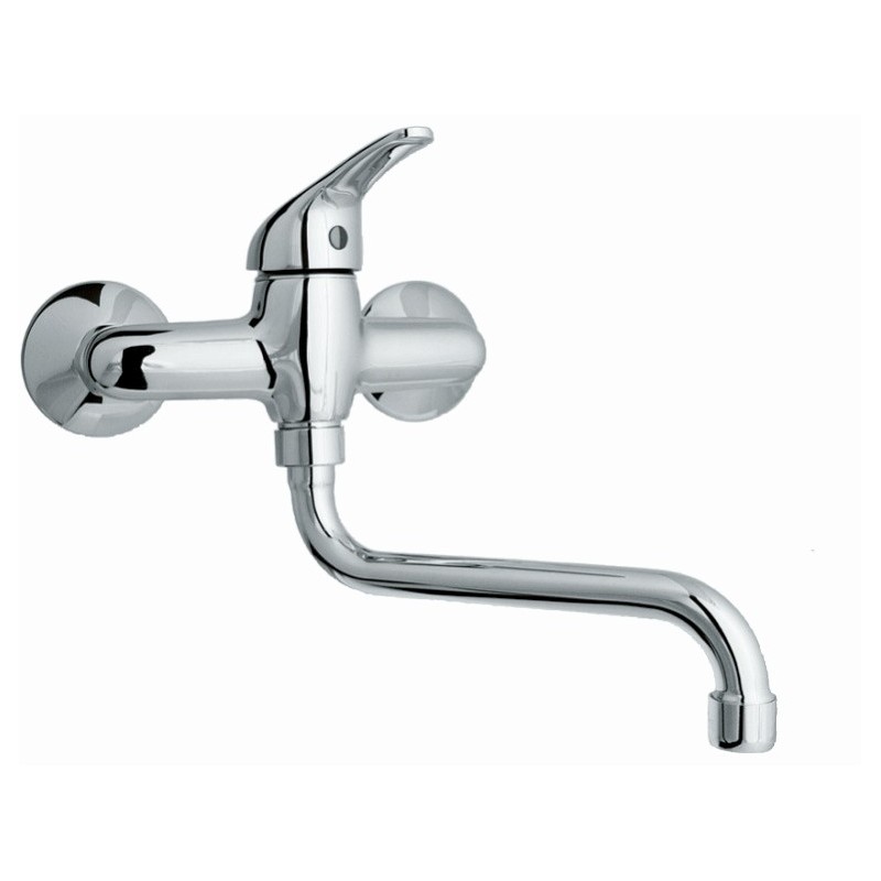 CIAO monocomando lavello a muro con canna "S" cm.18 finitura cromo