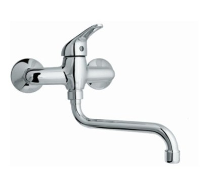 CIAO monocomando lavello a muro con canna "S" cm.18 finitura cromo