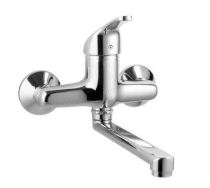 ITALY Monocomando lavello a muro finitura cromo con cartuccia a risparmio d'acqua