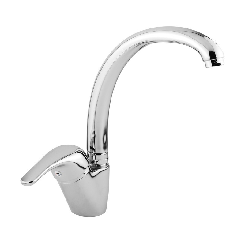 ITALY Monocomando lavello canna alta orientabile finitura cromo con cartuccia a risparmio d'acqua