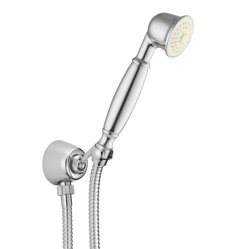 Presa acqua con supporto, flessibile e doccetta anticalcare finitura cromo