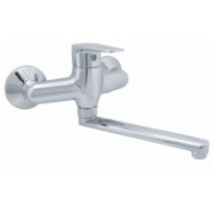 LINE monocomando lavello a muro con canna piatta cm.20 finitura cromo