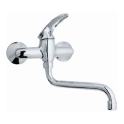 SMART monocomando lavello a muro con canna "S" cm.18 finitura cromo