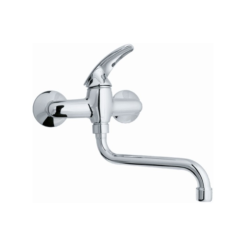 SMART monocomando lavello a muro con canna "S" cm.18 finitura cromo