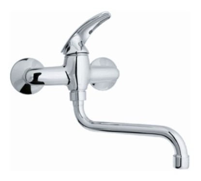 SMART monocomando lavello a muro con canna "S" cm.18 finitura cromo