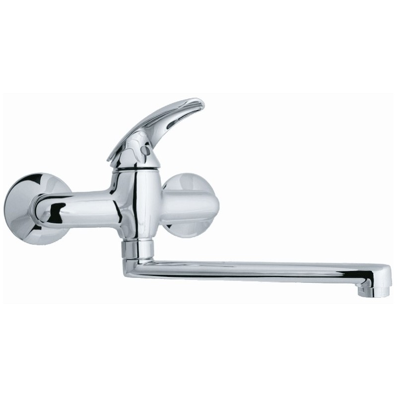 SMART monocomando lavello a muro con canna piatta cm.20 finitura cromo