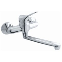 TREND monocomando lavello a muro con canna piatta cm.17 finitura cromo