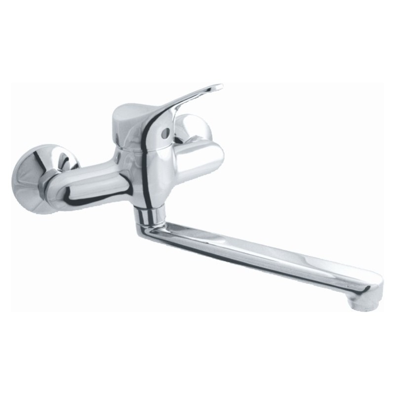 TREND monocomando lavello a muro con canna piatta cm.20 finitura cromo