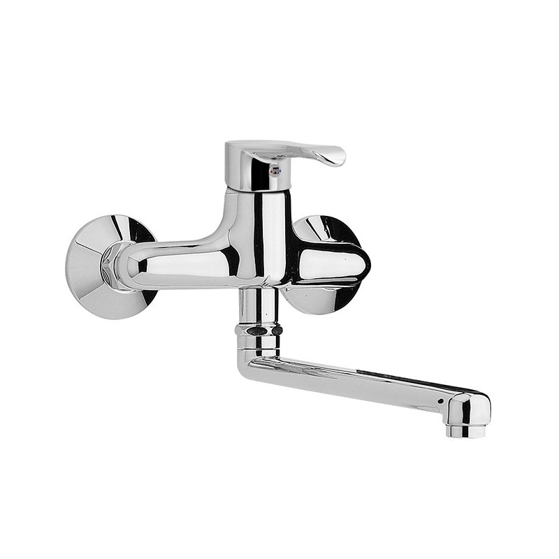 MASTER Monocomando lavello a muro finitura cromo con cartuccia a risparmio d'acqua