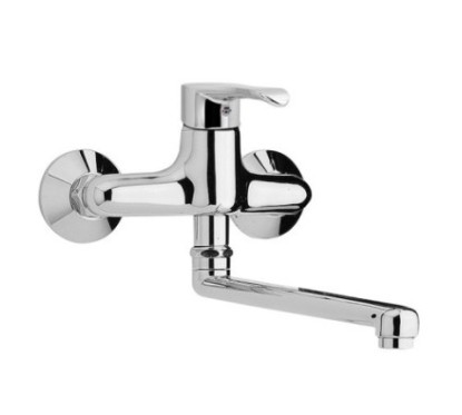 MASTER Monocomando lavello a muro finitura cromo con cartuccia a risparmio d'acqua