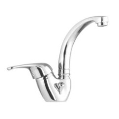 ITALY Monocomando lavabo canna alta con scarico automatico finitura cromo con cartuccia a risparmio d'acqua