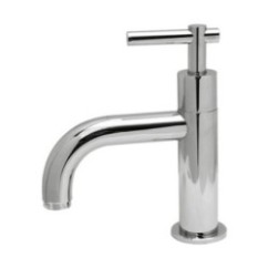 ROAMING MONOLEVA rubinetto lavabo collo di cigno finitura cromo con particolari in legno