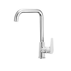 TEMA Monocomando lavello canna alta sagomata finitura cromo con cartuccia a risparmio d'acqua