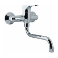 FLY monocomando lavello a muro con canna "S" cm.18 finitura cromo