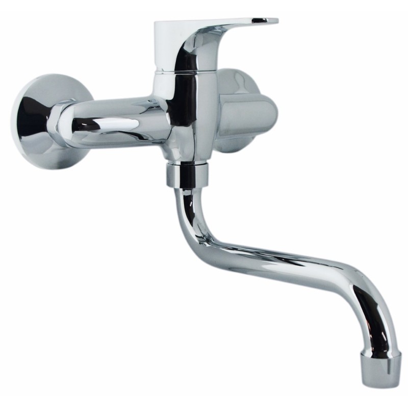 FLY monocomando lavello a muro con canna "S" cm.18 finitura cromo