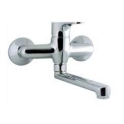 FLY monocomando lavello a muro con canna piatta cm.20 finitura cromo