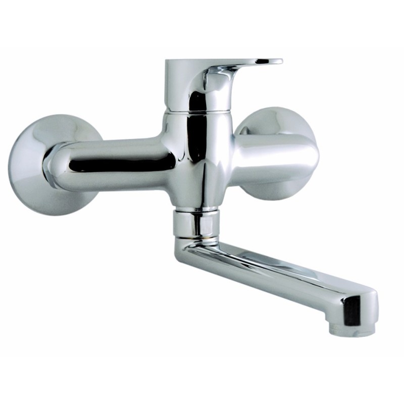 FLY monocomando lavello a muro con canna piatta cm.20 finitura cromo