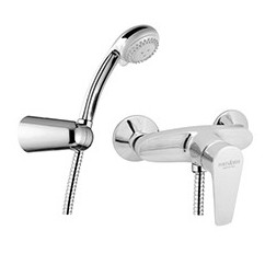 TEMA Monocomando doccia esterno con kit doccia finitura cromo con cartuccia a risparmio d'acqua