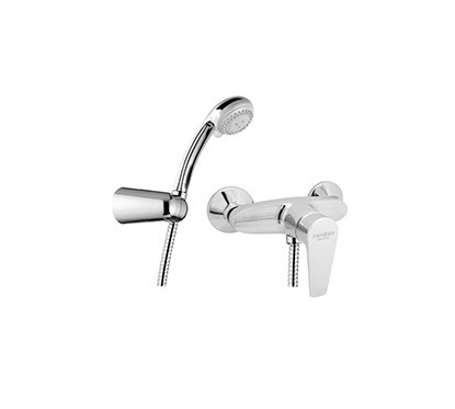 TEMA Monocomando doccia esterno con kit doccia finitura cromo con cartuccia a risparmio d'acqua
