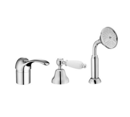 ROYAL Batteria monocomando bordo vasca con deviatore e doccetta finitura cromo oro