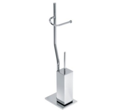 DUEMILA PLUS Piantana porta rotolo e porta scopino quadrato