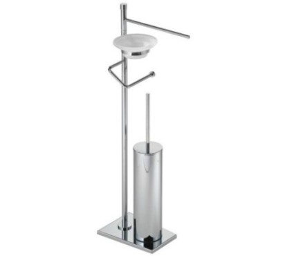 TIFFANY Piantana con elementi mobili - p.rotolo, p.salvietta, p.sapone in vetro acidato e p.scopino -