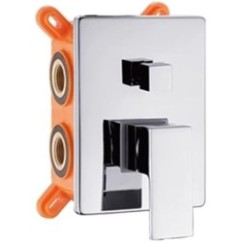 AQUARELAX miscelatore CUBE rubinetto bagno doccia incasso 3 vie monoleva monocomando cromo quadrato tre uscite