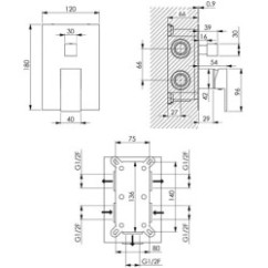 AQUARELAX miscelatore CUBE rubinetto bagno doccia incasso 3 vie monoleva monocomando cromo quadrato tre uscite