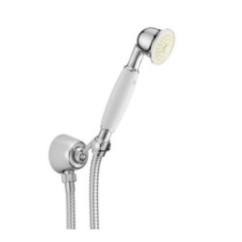 Presa acqua con supporto, flessibile e doccetta anticalcare impugnatura bianca finitura dark bronze