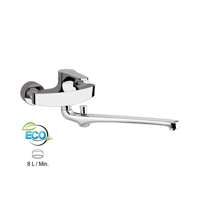 OMEGA ECO Miscelatore lavabo/vasca con canna fusa lunga e con deviatore senza kit doccia finitura cromo