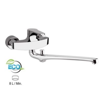 OMEGA ECO Miscelatore lavabo/vasca con canna fusa lunga e con deviatore senza kit doccia finitura cromo