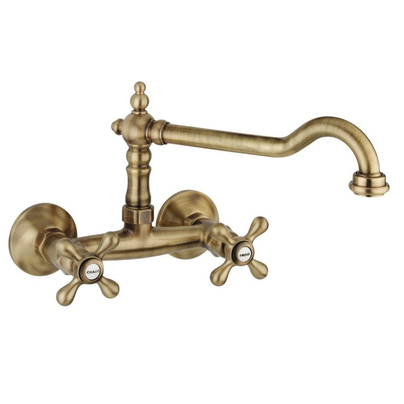 ACCADEMIA Gruppo per lavello a parete finitura vecchio ottone