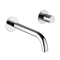 ARKA miscelatore per lavabo ad incasso interasse fisso con bocca a parete senza scarico finitura cromo