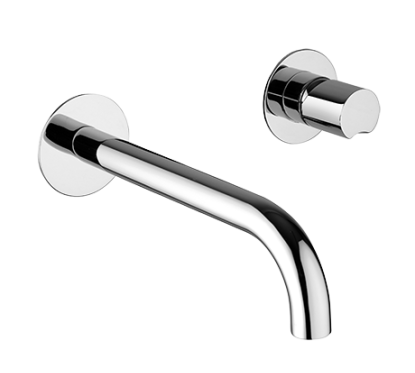 ARKA miscelatore per lavabo ad incasso interasse fisso con bocca a parete senza scarico finitura cromo