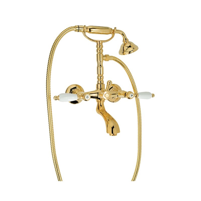 QUEEN Gruppo vasca esterno con kit doccia finitura cromo