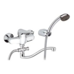 RIO Miscelatore lavabo/vasca con canna "S" cm.30 e deviatore con kit doccia finitura cromo