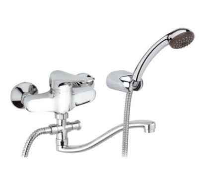 RIO Miscelatore lavabo/vasca con canna "S" cm.30 e deviatore con kit doccia finitura cromo
