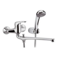 ECO Miscelatore lavabo/vasca con canna fusa cm.30 e deviatore con kit doccia finitura cromo