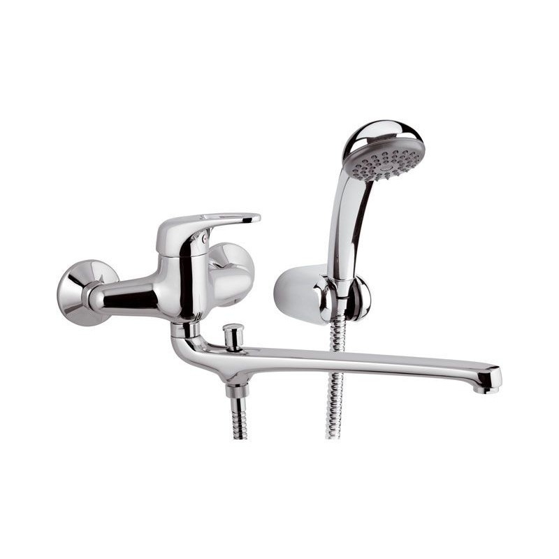 ECO Miscelatore lavabo/vasca con canna fusa cm.30 e deviatore con kit doccia finitura cromo